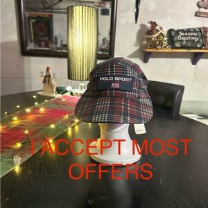 NEW Vintage Polo by Ralph Lauren Plaid Ball Hat - Red and Navy